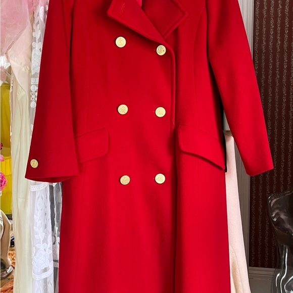 Red Wool Maxi Coat Vintage Spiegel - Picture 1 of 13